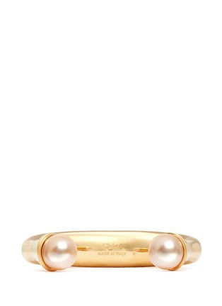 Figure View - Click To Enlarge - CHLOÉ - 'Darcey' double Swarovski Pearl brass cuff