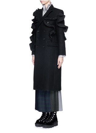 Front View - Click To Enlarge - 72951 - 'Wow' pleat ruffle trim wool coat