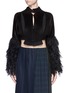 Main View - Click To Enlarge - 72951 - 'Shifted' fringe sleeve cutout cropped jacket