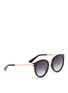 Figure View - Click To Enlarge - - - Metal temple acetate round cat eye sunglasses