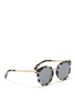 Figure View - Click To Enlarge - - - Metal temple tortoiseshell acetate round sunglasses