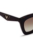 Detail View - Click To Enlarge - PRADA - Inset leather rim tortoiseshell acetate sunglasses