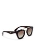 Figure View - Click To Enlarge - PRADA - Inset leather rim tortoiseshell acetate sunglasses