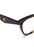 Detail View - Click To Enlarge - PRADA - Leather brow bar horn effect acetate optical glasses