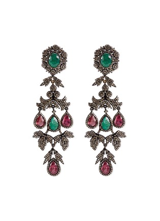 Main View - Click To Enlarge - AISHWARYA - Diamond gemstone 14k gold silver drop earrings