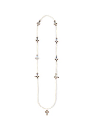 Main View - Click To Enlarge - DELFINA DELETTREZ - Enamel cross freshwater pearl silver long necklace