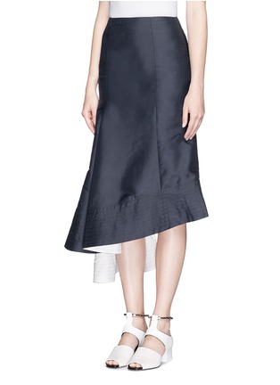 Front View - Click To Enlarge - MO&CO. EDITION 10 - Asymmetric flounce silk skirt