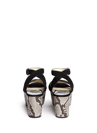 Back View - Click To Enlarge - MICHAEL KORS - 'Ariel' snake effect leather wedge suede sandals