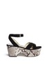 Main View - Click To Enlarge - MICHAEL KORS - 'Ariel' snake effect leather wedge suede sandals