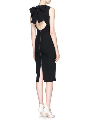 Back View - Click To Enlarge - VICTORIA BECKHAM - Open back bow tie double crepe dress