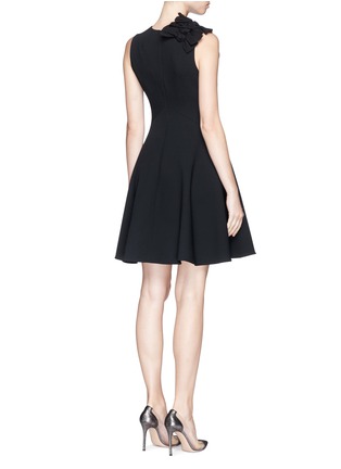 Back View - Click To Enlarge - VICTORIA BECKHAM - Asymmetric bow tie wool crepe flare dress