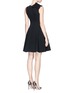 Back View - Click To Enlarge - VICTORIA BECKHAM - Asymmetric bow tie wool crepe flare dress