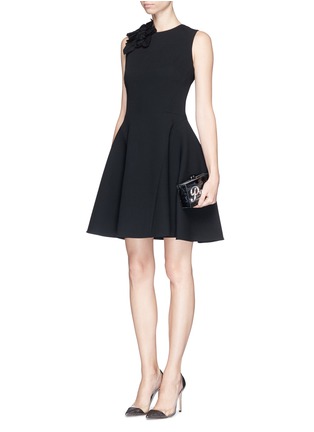 Figure View - Click To Enlarge - VICTORIA BECKHAM - Asymmetric bow tie wool crepe flare dress