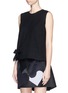 Front View - Click To Enlarge - VICTORIA BECKHAM - Asymmetric bow open back herringbone linen top