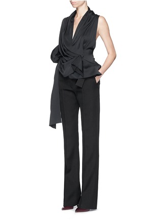 Figure View - Click To Enlarge - VICTORIA BECKHAM - Bow waist wool gabardine flare pants