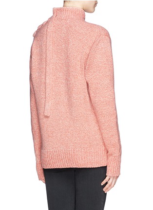 Back View - Click To Enlarge - VICTORIA BECKHAM - Oversize plait shoulder marl wool blend sweater