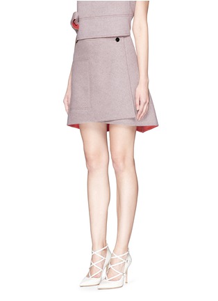 Front View - Click To Enlarge - VICTORIA BECKHAM - Asymmetric flap A-line double faced cashmere skirt