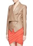 Front View - Click To Enlarge - HELMUT LANG - Drape collar wrap leather jacket