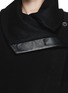 Detail View - Click To Enlarge - HELMUT LANG - Leather sleeve wool coat