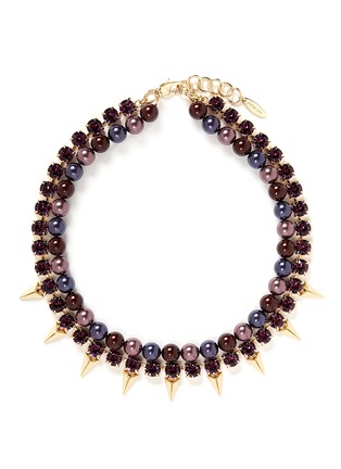 Main View - Click To Enlarge - JOOMI LIM - Spike crystal faux pearl double strand necklace