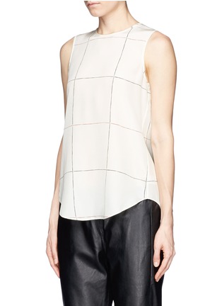 Front View - Click To Enlarge - THEORY - 'Bringam' check silk top