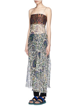 Front View - Click To Enlarge - DRIES VAN NOTEN - 'Darah' bandeau top sheer ikat print maxi dress