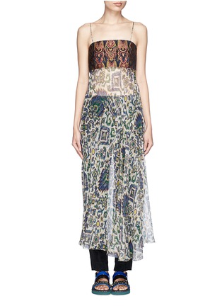 Main View - Click To Enlarge - DRIES VAN NOTEN - 'Darah' bandeau top sheer ikat print maxi dress