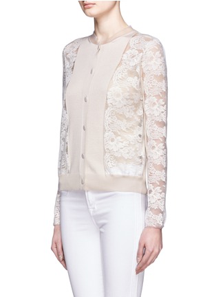 Front View - Click To Enlarge - LANVIN - Lace sleeve cotton-silk cardigan