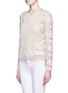 Front View - Click To Enlarge - LANVIN - Lace sleeve cotton-silk cardigan