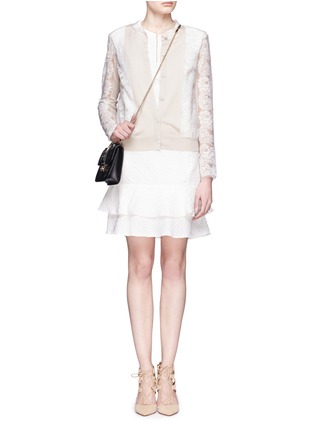 Figure View - Click To Enlarge - LANVIN - Lace sleeve cotton-silk cardigan