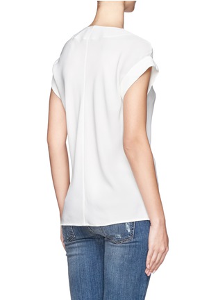 Back View - Click To Enlarge - THEORY - Silk V-neck rolled-cuff top