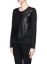Front View - Click To Enlarge - HELMUT LANG - Embossed leather panel sweatshirt