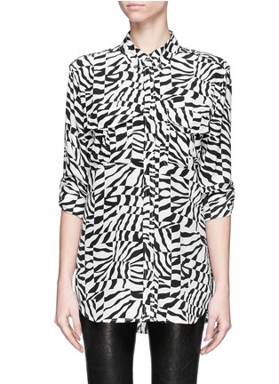 Main View - Click To Enlarge - EQUIPMENT - Major geometric zebra print silk shirt