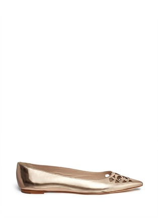 Main View - Click To Enlarge - KATE SPADE - 'Gerona' perforated metallic leather flats