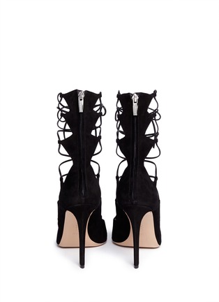 Back View - Click To Enlarge - GIANVITO ROSSI - Lace-up suede sandals