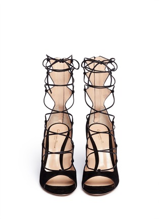 Figure View - Click To Enlarge - GIANVITO ROSSI - Lace-up suede sandals
