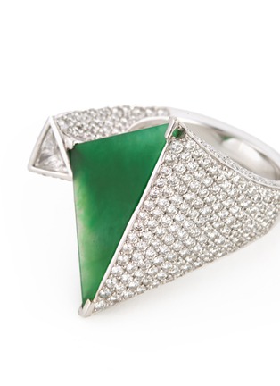 Detail View - Click To Enlarge - SAMUEL KUNG - Diamond jade 18k white gold ring