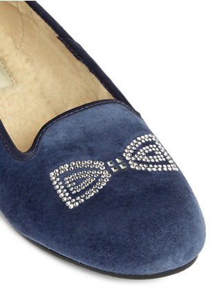 Detail View - Click To Enlarge - UGG - 'Alloway' crystal bow suede slip-ons