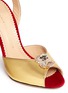 Detail View - Click To Enlarge - CHARLOTTE OLYMPIA - 'Sophia' dragon charm metallic leather sandals