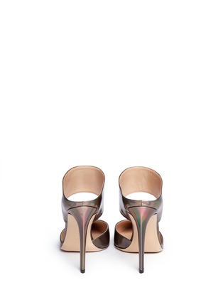 Back View - Click To Enlarge - GIANVITO ROSSI - Holographic leather stiletto mules