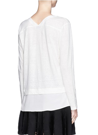 Back View - Click To Enlarge - SANDRO - Ting' crepe trim linen T-shirt