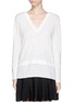 Main View - Click To Enlarge - SANDRO - Ting' crepe trim linen T-shirt