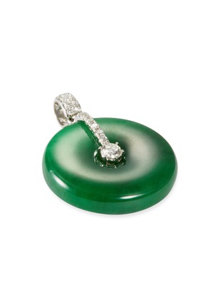 Figure View - Click To Enlarge - SAMUEL KUNG - Diamond jade 18k white gold round pendant
