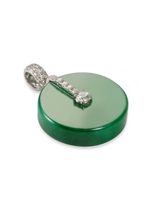 Figure View - Click To Enlarge - SAMUEL KUNG - Diamond jade 18k white gold round pendant