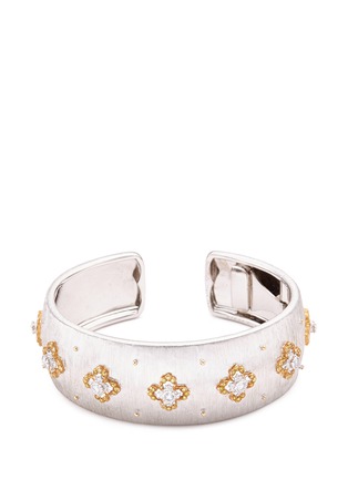 Main View - Click To Enlarge - BUCCELLATI - Diamond floral 18k white and yellow gold floral cuff