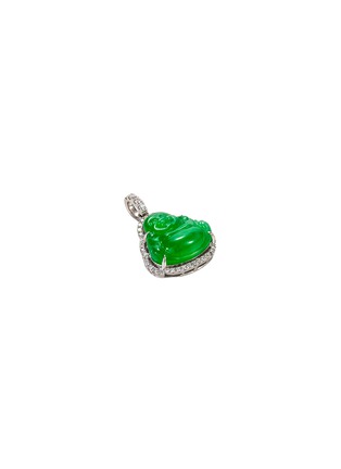 Figure View - Click To Enlarge - SAMUEL KUNG - 'Happy Buddha' diamond jade 18k white gold pendant