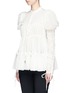 Front View - Click To Enlarge - ALEXANDER MCQUEEN - Ruffled puff shoulder voile top