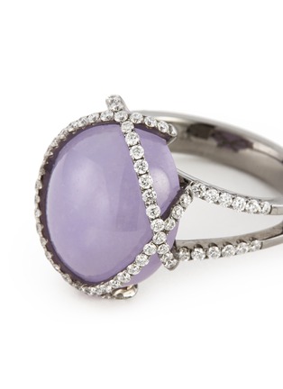 Detail View - Click To Enlarge - SAMUEL KUNG - Diamond jade 18k white gold ring