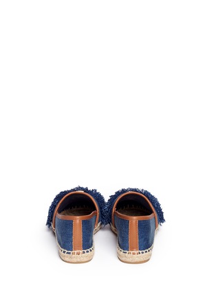 Back View - Click To Enlarge - TORY BURCH - 'Shaw' tiered fringe denim espadrilles