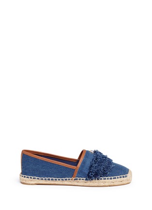 Main View - Click To Enlarge - TORY BURCH - 'Shaw' tiered fringe denim espadrilles